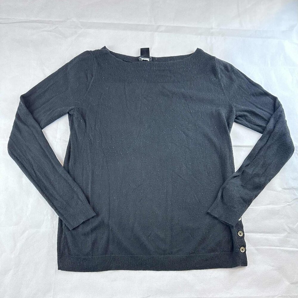 Ann Taylor Black Button-Detail‎ Pull Over Sweater - Picture 2 of 8